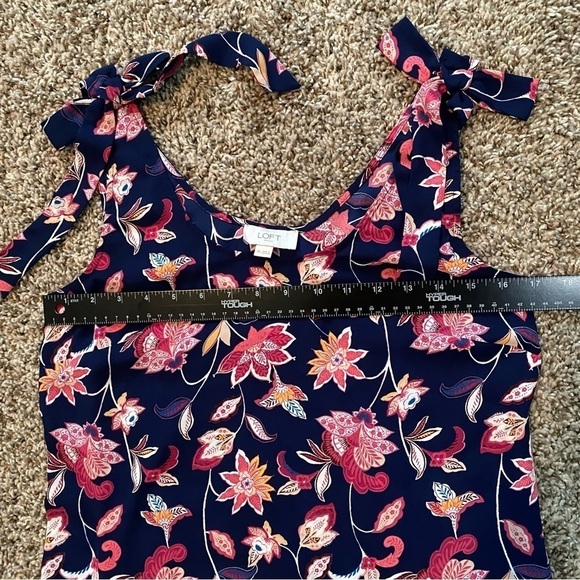 Ann Taylor LOFT Outlet Navy and Pink Floral Tank Blouse Sz XS - Picture 7 of 9